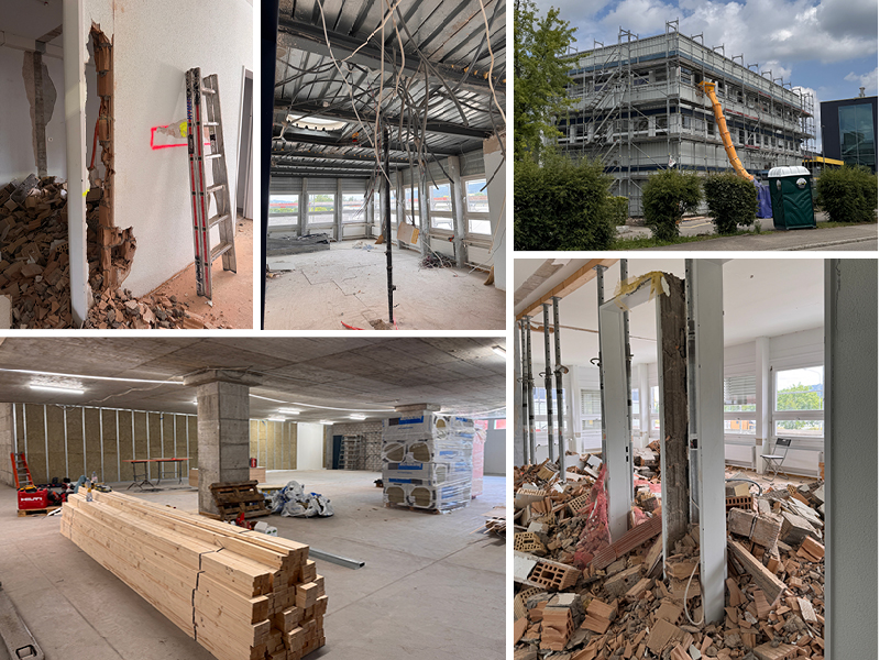 Baufotos vom Umbau des neuen Standortes der Schreinerei R. Brunner AG in Dällikon, Stand Juni 2025