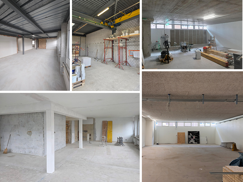 Baufotos vom Umbau des neuen Standortes der Schreinerei R. Brunner AG in Dällikon, Stand August 2025