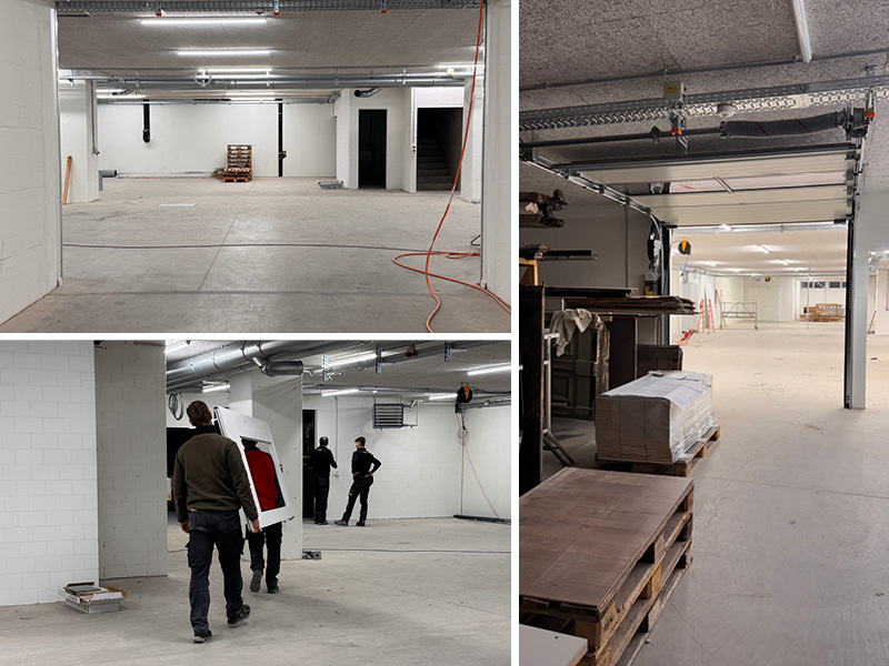 Baufotos vom Umbau des neuen Standortes der Schreinerei R. Brunner AG in Dällikon, Stand Oktober 2025