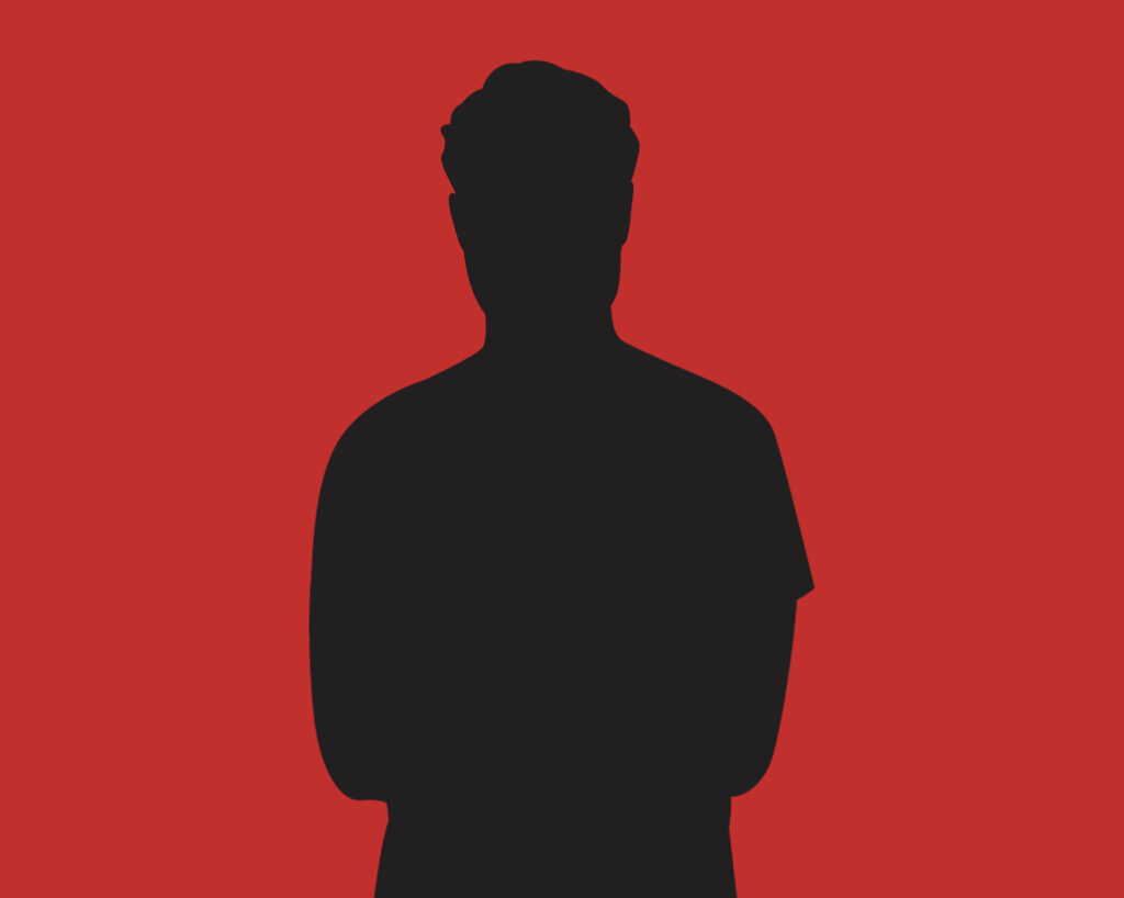 Schwarze Silhouette eines Mannes auf rotem Hintergrund