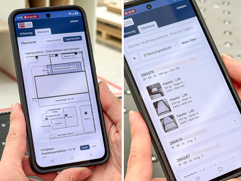 Unsere eigens entwickelte Lager-App